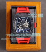 Replica Richard Mille RM010 Automatic Skeleton Dial Carbon Watch Rubber Strap